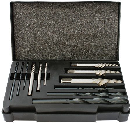 Screw Extractor Set 12 Pce With Drill Bits For M3 - M24 Screws / Studs