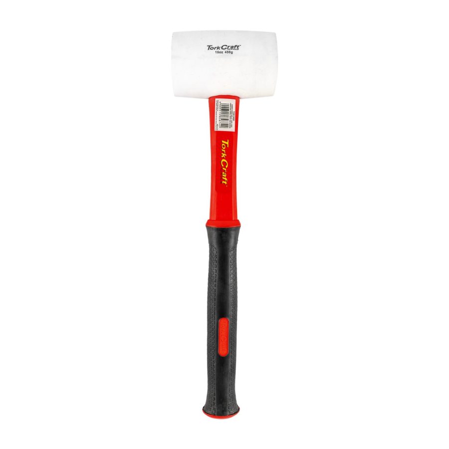 Hammer Rubber Mallet 450g (16oz) Fibreglass Handle White Non-marking