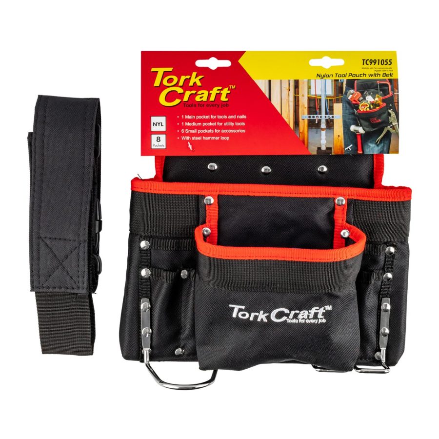 Tool Pouch Nylon With Belt 8 Pocket + Loops