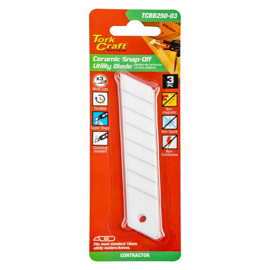 Utility Blade Ceramic Snap-off 100mm X 18mm X 0.65mm 3pc