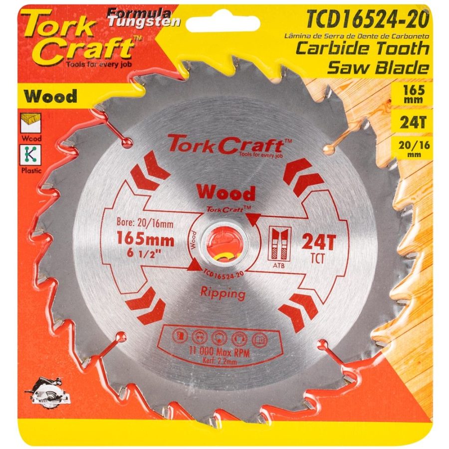 Blade Tct 165 X 24t 20/16 General Purpose Rip