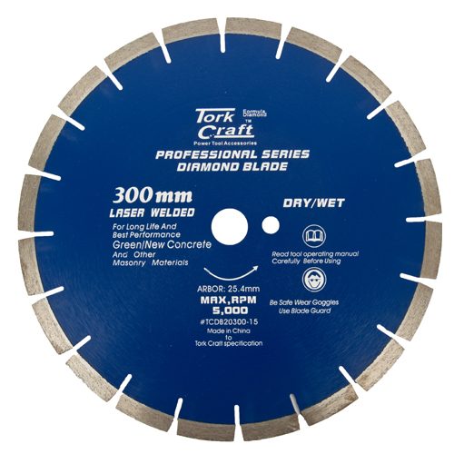 Diamond Blade 300 X 25.4mm Green / New Concrete Laser Welded Segmented