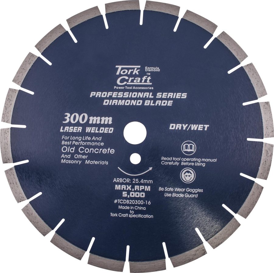 Diamond Blade 300 X 25.4mm Old Concrete Laser Welded Segmented