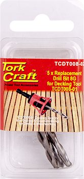 Replacement Drill Bits 8g X 5pc For Decking Tool Tcdt008-01