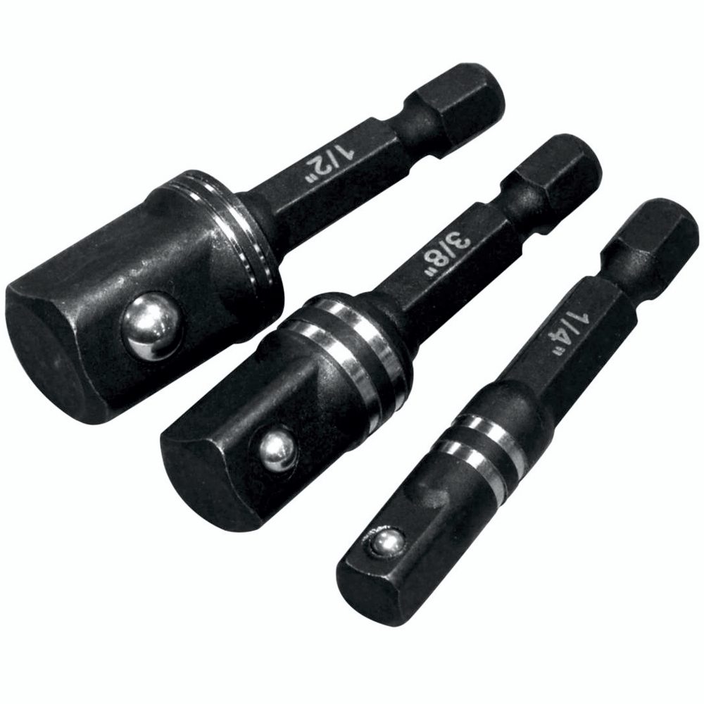 Impact Socket Adaptor 3pc Set 1/4' 3/8' 1/2'