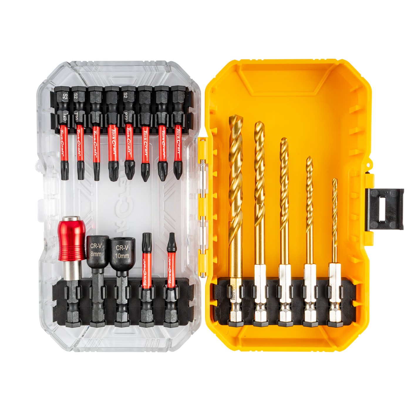 Tork Craft Impact Bit Set 18pc With Bit Holder Nut Drivers And HSS Drill Bits