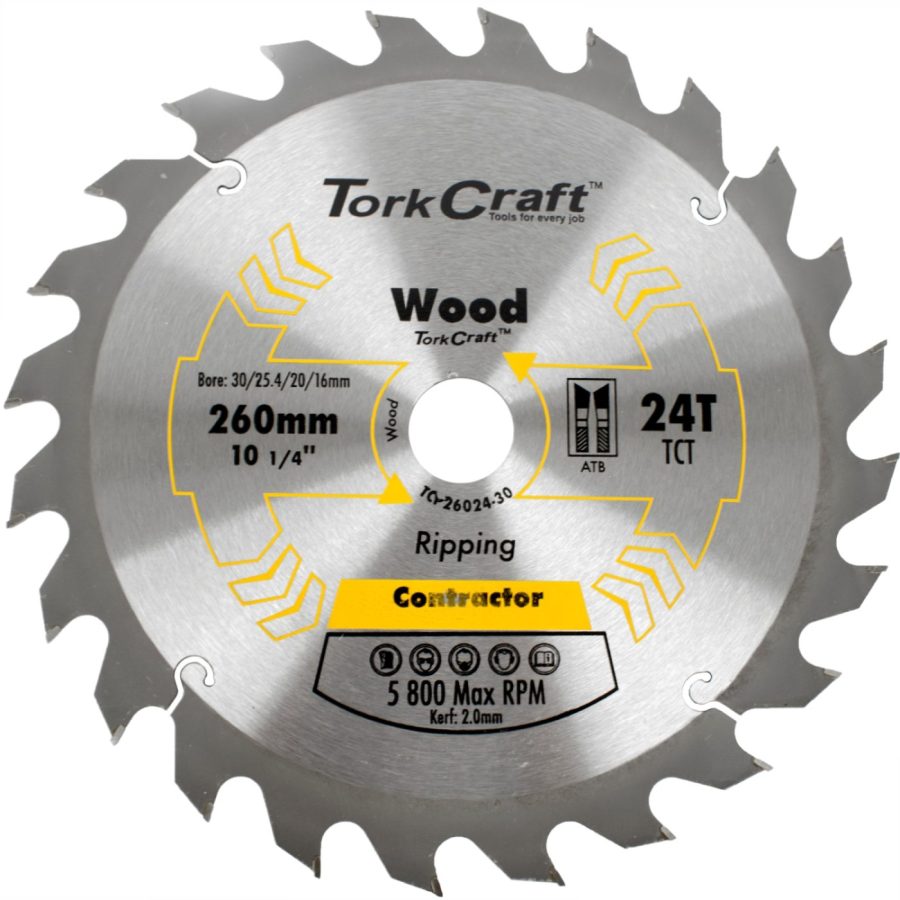 Blade Contractor 260 X 24t 30/1/20/16 Circular Saw Tct