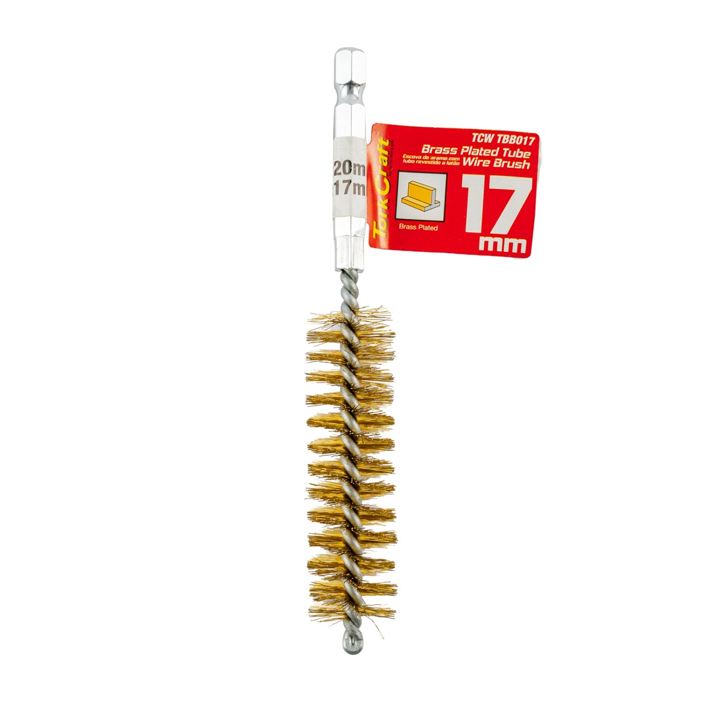 Tube Brush 17mm X 120mm Brass Wire 6,35mm Hex Shank