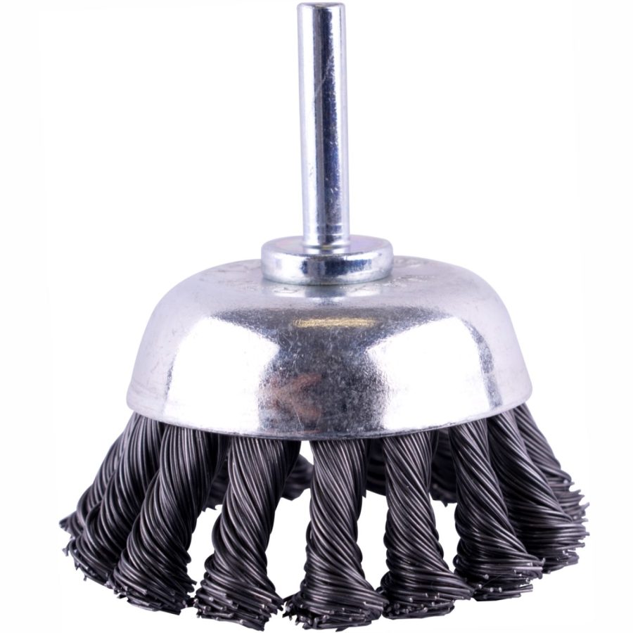 Wire Cup Brush Twisted Plain 65mm X 6mm Shaft Blister