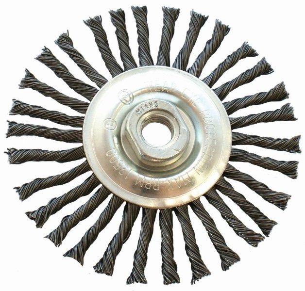 Wire Wheel Brush Single Section Twisted Plain 115mmxm14 Blister