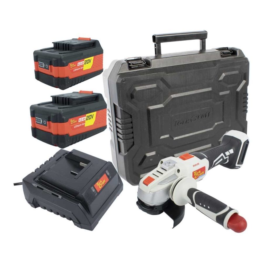 Angle Grinder 20v 115mm C/w Std. Charg. & 2 X 4.0ah Batteries